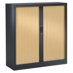 Armoire à rideaux métal monobloc généric - h. 100 x l. 100 cm - corps anthracite - rideaux chêne Armoire à rideaux métal monobloc généric - h. 100 x l. 100 cm - corps anthracite - rideaux chêne