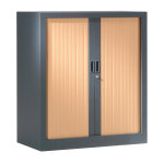Armoire à rideaux métal monobloc généric - h. 100 x l. 100 cm - corps anthracite - rideaux hêtre Armoire à rideaux métal monobloc généric - h. 100 x l. 100 cm - corps anthracite - rideaux hêtre