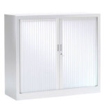 Armoire  rideaux mtal monobloc gnric - h. 100 x l. 100 cm - corps blanc - rideaux blanc
