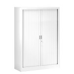 Armoire � rideaux m�tal monobloc g�n�ric - h. 136 x l. 100 cm - corps blanc - rideaux blanc