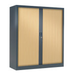 Armoire à rideaux métal monobloc généric - h. 136 x l. 120 cm - corps anthracite - rideaux chêne Armoire à rideaux métal monobloc généric - h. 136 x l. 120 cm - corps anthracite - rideaux chêne