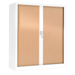 Armoire  rideaux mtal monobloc gnric - h. 136 x l. 120 cm - corps blanc - rideaux htre