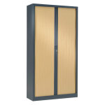 Armoire à rideaux métal monobloc généric - h. 198 x l. 100 cm - corps anthracite - rideaux chêne Armoire à rideaux métal monobloc généric - h. 198 x l. 100 cm - corps anthracite - rideaux chêne