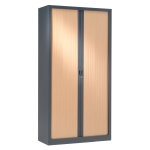Armoire à rideaux métal monobloc généric - h. 198 x l. 100 cm - corps anthracite - rideaux hêtre Armoire à rideaux métal monobloc généric - h. 198 x l. 100 cm - corps anthracite - rideaux hêtre