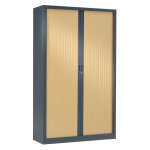Armoire à rideaux métal monobloc généric - h. 198 x l. 120 cm - corps anthracite - rideaux chêne Armoire à rideaux métal monobloc généric - h. 198 x l. 120 cm - corps anthracite - rideaux chêne