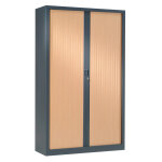 Armoire  rideaux mtal monobloc gnric - h. 198 x l. 120 cm - corps anthracite - rideaux htre