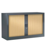 Armoire à rideaux métal monobloc généric - h. 69, 5 x l. 120 cm - corps anthracite - rideaux chêne Armoire à rideaux métal monobloc généric - h. 69, 5 x l. 120 cm - corps anthracite - rideaux chêne