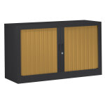Armoire à rideaux métal monobloc généric - h. 69, 5 x l. 120 cm - corps anthracite - rideaux hêtre Armoire à rideaux métal monobloc généric - h. 69, 5 x l. 120 cm - corps anthracite - rideaux hêtre
