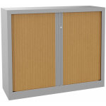 Armoire à rideaux métal monobloc natura nf - h. 100 x l. 120 cm - corps aluminium - rideaux hêtre Armoire à rideaux métal monobloc natura nf - h. 100 x l. 120 cm - corps aluminium - rideaux hêtre