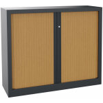 Armoire à rideaux métal monobloc natura nf - h. 100 x l. 120 cm - corps anthracite - rideaux hêtre Armoire à rideaux métal monobloc natura nf - h. 100 x l. 120 cm - corps anthracite - rideaux hêtre