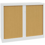 Armoire à rideaux métal monobloc natura nf - h. 100 x l. 120 cm - corps blanc - rideaux hêtre Armoire à rideaux métal monobloc natura nf - h. 100 x l. 120 cm - corps blanc - rideaux hêtre