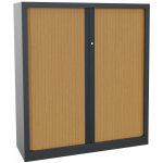 Armoire à rideaux métal monobloc natura nf - h. 136 x l. 120 cm - corps anthracite - rideaux hêtre Armoire à rideaux métal monobloc natura nf - h. 136 x l. 120 cm - corps anthracite - rideaux hêtre