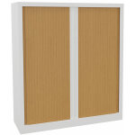 Armoire à rideaux métal monobloc natura nf - h. 136 x l. 120 cm - corps blanc - rideaux hêtre Armoire à rideaux métal monobloc natura nf - h. 136 x l. 120 cm - corps blanc - rideaux hêtre