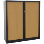 Armoire à rideaux métal monobloc natura nf - h. 136 x l. 120 cm - corps noir - rideaux hêtre Armoire à rideaux métal monobloc natura nf - h. 136 x l. 120 cm - corps noir - rideaux hêtre