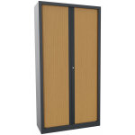 Armoire à rideaux métal monobloc natura nf - h. 198 x l. 100 cm - corps anthracite - rideaux hêtre Armoire à rideaux métal monobloc natura nf - h. 198 x l. 100 cm - corps anthracite - rideaux hêtre
