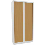 Armoire à rideaux métal monobloc natura nf - h. 198 x l. 100 cm - corps blanc - rideaux hêtre Armoire à rideaux métal monobloc natura nf - h. 198 x l. 100 cm - corps blanc - rideaux hêtre