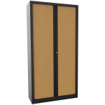 Armoire à rideaux métal monobloc natura nf - h. 198 x l. 100 cm - corps noir - rideaux hêtre Armoire à rideaux métal monobloc natura nf - h. 198 x l. 100 cm - corps noir - rideaux hêtre