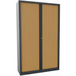 Armoire à rideaux métal monobloc natura nf - h. 198 x l. 120 cm - corps anthracite - rideaux hêtre Armoire à rideaux métal monobloc natura nf - h. 198 x l. 120 cm - corps anthracite - rideaux hêtre