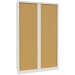 Armoire à rideaux métal monobloc natura nf - h. 198 x l. 120 cm - corps blanc - rideaux hêtre Armoire à rideaux métal monobloc natura nf - h. 198 x l. 120 cm - corps blanc - rideaux hêtre