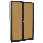 Armoire à rideaux métal monobloc natura nf - h. 198 x l. 120 cm - corps noir - rideaux hêtre Armoire à rideaux métal monobloc natura nf - h. 198 x l. 120 cm - corps noir - rideaux hêtre
