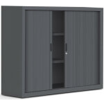 Armoire � rideaux m�tal officlass 2 - h. 100 x l. 120 cm - 2 tablettes - corps anthracite - rideaux anthracite ...