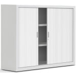 Armoire � rideaux m�tal officlass 2 - h. 100 x l. 120 cm - 2 tablettes - corps blanc - rideaux blanc