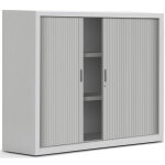 Armoire  rideaux mtal officlass 2 - h. 100 x l. 120 cm - 2 tablettes - corps gris - rideaux gris