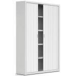 Armoire  rideaux mtal officlass 2 - h. 200 x l. 120 cm - 4 tablettes - corps blanc - rideaux blanc