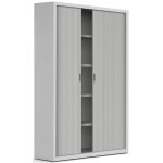 Armoire  rideaux mtal officlass 2 - h. 200 x l. 120 cm - 4 tablettes - corps gris - rideaux gris