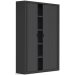 Armoire � rideaux m�tal officlass 2 - h. 200 x l. 120 cm - 4 tablettes - corps noir - rideaux noir