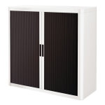 Armoire à rideaux métal et polystyrène easyoffice - h. 104 x l. 110 cm - corps blanc - rideaux noir Armoire à rideaux métal et polystyrène easyoffice - h. 104 x l. 110 cm - corps blanc - rideaux noir