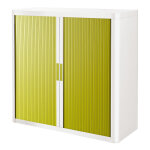 Armoire  rideaux mtal et polystyrne easyoffice - h. 104 x l. 110 cm - corps blanc - rideaux vert