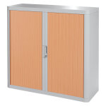 Armoire  rideaux mtal et polystyrne easyoffice - h. 104 x l. 110 cm - corps gris - rideaux htre