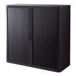 Armoire  rideaux mtal et polystyrne easyoffice - h. 104 x l. 110 cm - corps noir - rideaux noir