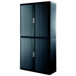 Armoire  rideaux mtal et polystyrne easyoffice - h. 204 x l. 110 cm - corps anthracite - rideaux anthracite ...
