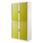Armoire à rideaux métal et polystyrène easyoffice - h. 204 x l. 110 cm - corps blanc - rideaux vert Armoire à rideaux métal et polystyrène easyoffice - h. 204 x l. 110 cm - corps blanc - rideaux vert