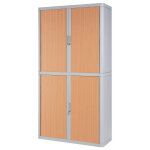 Armoire  rideaux mtal et polystyrne easyoffice - h. 204 x l. 110 cm - corps gris - rideaux htre