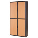 Armoire  rideaux mtal et polystyrne easyoffice - h. 204 x l. 110 cm - corps noir - rideaux htre