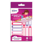 Avery blister de 30 etiquettes stylos 50x10mm, coloris rose / rouge, crire avec un feutre permanent