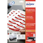 Avery boîte de 200 inserts pour badges imprimables microperforés 55 x 86 mm Avery boîte de 200 inserts pour badges imprimables microperforés 55 x 86 mm