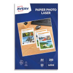 Avery boîte de 50 feuilles de papier photo brillant a4, laser, 200 g. impression recto - verso Avery boîte de 50 feuilles de papier photo brillant a4, laser, 200 g. impression recto - verso