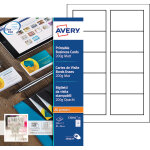 Avery c32011 - 25 - cartes de visite blanches  bords lisses 85 x 54 mm - impression laser, jet d'encre, ...
