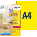 Avery l6006 etiquettes d'identification enlevables laser a4 210 x 297 mm - jaune fluorescent - bo�te ...