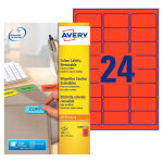 Avery l6034 etiquettes classement couleur enlevables 63, 5 x 33, 9 mm - rouge - bo�te de 480