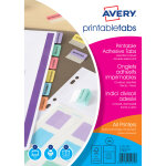 Avery onglets adh�sifs repositionnables et imprimables recto - verso - lot de 96 - couleur pastel