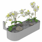 Bac de plantes artificielles pour table station o - 4 orchides - gris