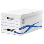 Bankers box caisse archives 52 x 35 x 26 cm basic en carton montage facile - blanc - lot de 10