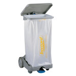 Bernard support sac poubelle d'intrieur 4 roues  pdale gris avec couvercle 110 l