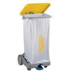 Bernard support sac poubelle d'intrieur 4 roues  pdale jaune avec couvercle 110 l