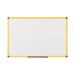 Bi - office tableau blanc maill industrie - surface magntique - cadre jaune - l. 180 x h. 90 cm